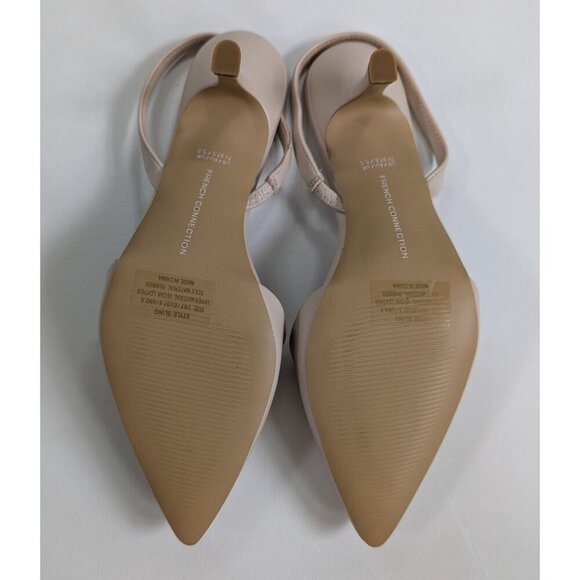 French Connection Slingback Shoes Size 7 Cream Kitten Heels Dress Shoes - Picture 6 of 6